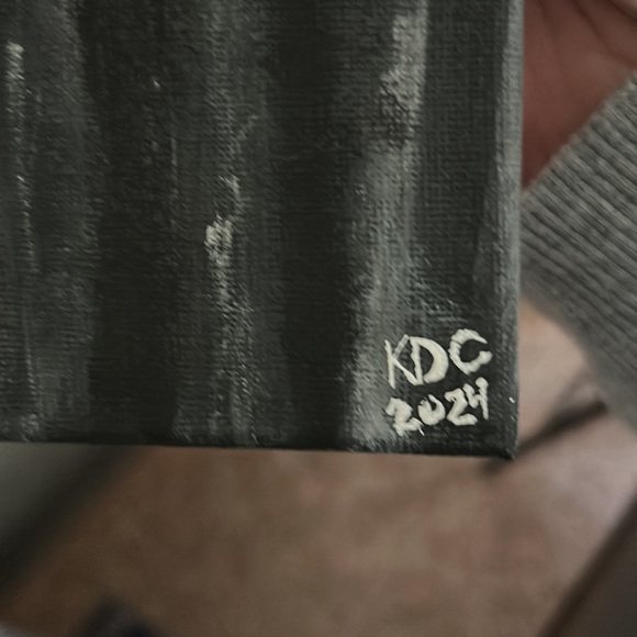 Hand Made Acrylic Painting 11”x14” Snowy Cabin by the lake - Picture 4 of 5